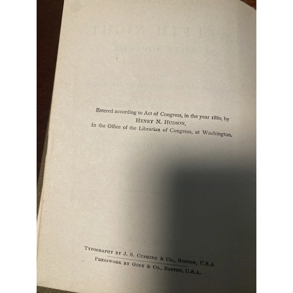 Shakespeare's Twelfth‎ Night by Henry N. Hudson 1894 Hardcover